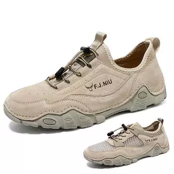 Летняя мужская повседневная обувь с дышащей сеткой, мужские лоферы, удобная обувь для вождения, мокасины, мужская обувь на плоской подошве 38 песочный