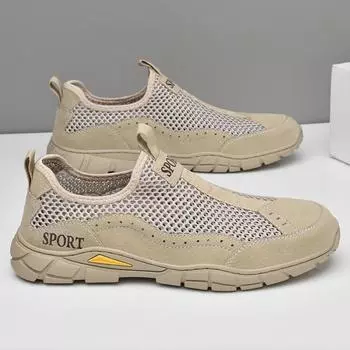 Летняя мужская повседневная обувь с дышащей сеткой, мужские лоферы, уличная прогулочная обувь, мокасины, мужская обувь 46 чёрный