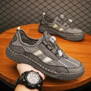 Летняя мужская повседневная обувь, сандалии с сеткой 39 чёрный