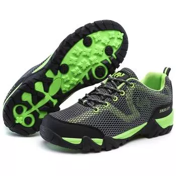 Летняя мужская повседневная обувь, уличные сетчатые кроссовки, женские нескользящие спортивные кроссовки для бега на шнуровке, треккинговая обувь для пешего туризма, весенняя обувь для кемпинга 46 красный