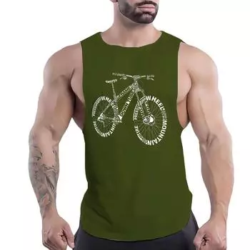 Летняя мужская повседневная спортивная жилетка с круглым вырезом для взрослых, креативная велосипедная удобная трендовая футболка с 2d принтом, простая дышащая футболка без рукавов XXXL белый