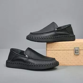 Летняя мужская повседневная универсальная кожаная обувь, удобная дышащая легкая обувь на мягкой подошве 37