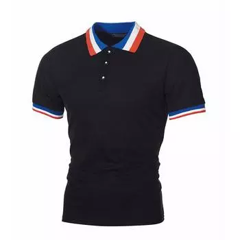 Летняя мужская простая повседневная мужская рубашка поло в рубчик с короткими рукавами и лацканами S белый