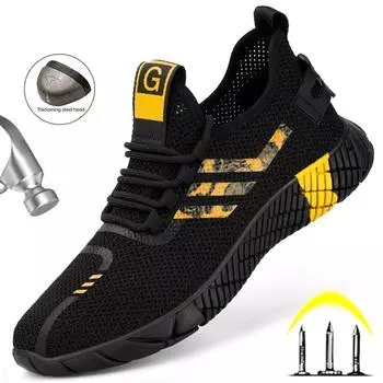 Летняя мужская рабочая обувь, женская дышащая защитная обувь со стальным носком, мужские рабочие кроссовки, неразрушимые защитные ботинки, устойчивые к проколам 36