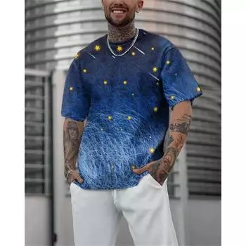 Летняя мужская ретро-футболка с черными и белыми кубическими линиями и геометрическим узором, с крупным принтом, повседневный топ с короткими рукавами S