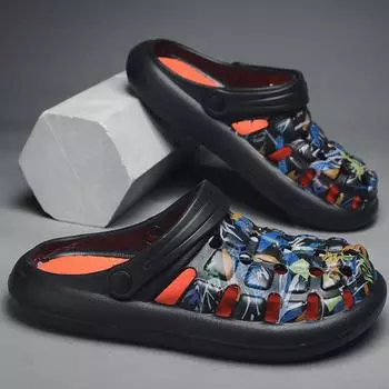 Летняя мужская резиновая и пластиковая садовая обувь из ЭВА, пляжные тапочки для песка 38/39 чёрный