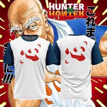 Летняя мужская ролевая 3D-печатная футболка Chairman Netero Hunter X Hunter, повседневная, большого размера, быстросохнущая, дышащая S