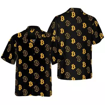 Летняя мужская рубашка Bitcoin Vocation Lapel Camisa Oversize Hawaiian Shirts с 3D-принтом для мужчин и женщин, пляжная блузка с коротким рукавом для мальчиков S
