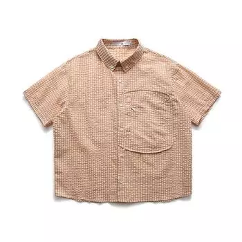 Летняя мужская рубашка на молнии с большими карманами, украшенная свободной рубашкой с короткими рукавами и отворотами до половины рукава XL зелёный