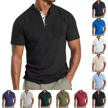 Летняя мужская рубашка на пуговицах с круглым вырезом и короткими рукавами, однотонный повседневный топ XXL