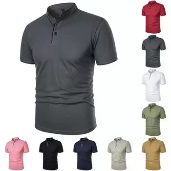 Летняя мужская рубашка на пуговицах с круглым вырезом и короткими рукавами, однотонный повседневный топ XXL чёрный