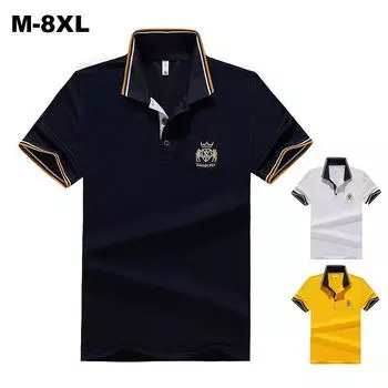 Летняя мужская рубашка поло больших размеров, хлопковая футболка с короткими рукавами и лацканами, свободная вышивка с половиной рукавов M белый