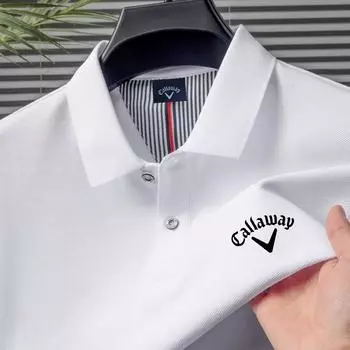 Летняя мужская рубашка-поло Callaway 2025 года, новая, вышитая, однотонная, из мерсеризованного хлопка, свободная, влагоотводящая и быстросохнущая S