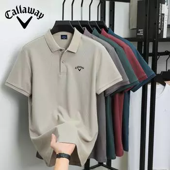 Летняя мужская рубашка-поло Callaway 2025 года, новая, вышитая, однотонная, из мерсеризованного хлопка, свободная, влагоотводящая и быстросохнущая S