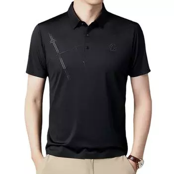 Летняя мужская рубашка поло на пуговицах со стразами и лацканами, модная повседневная однотонная одежда для папы M