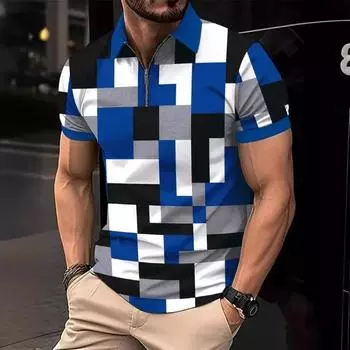 Летняя мужская рубашка поло с принтом, короткий рукав, футболка, топ с несколькими цветами, рубашки поло для мужчин M
