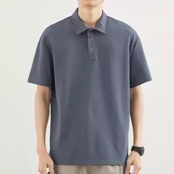Летняя мужская рубашка поло с воротником-поло и коротким рукавом, быстросохнущая свободная повседневная футболка, мужской однотонный топ M темно-коричневого