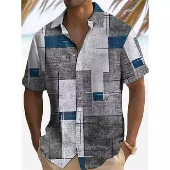 Летняя мужская рубашка с ретро-градиентной текстурой и 3D-принтом, однобортная рубашка с короткими рукавами, гавайская рубашка M