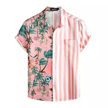 Летняя мужская рубашка Vocation Lapel Camisa с 3D-принтом, повседневная дышащая гавайская рубашка, модные мужские и женские топы, пляжная блузка с коротким рукавом S
