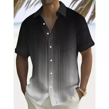 Летняя мужская рубашка в полоску в стиле ретро с 3D-цифровым принтом и короткими рукавами, для ношения летом S