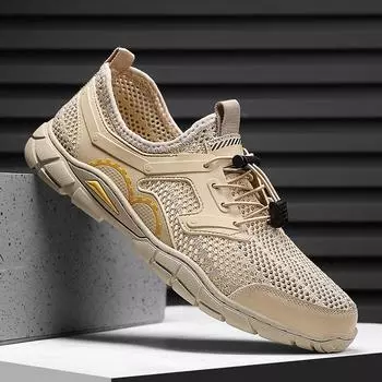 Летняя мужская сетчатая спортивная обувь, модные кроссовки для альпинизма, дышащая легкая нескользящая обувь для путешествий на открытом воздухе, повседневная обувь 38 серый