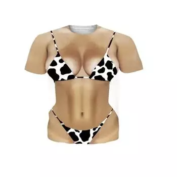 Летняя мужская сексуальная модная интересная футболка с 3D-принтом, с круглым вырезом, свободная модная тенденция, дышащая, большого размера, с короткими рукавами S