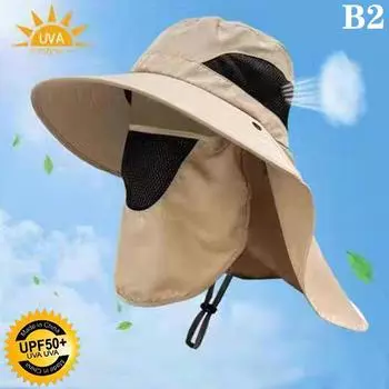 Летняя мужская шляпа рыбака с принтом и защитой от ультрафиолета, широкополая шляпа для садовых работ, маска, интегрированная защита от комаров