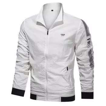 Летняя мужская солнцезащитная куртка для отдыха на открытом воздухе, тонкая дышащая тонкая куртка с воротником-стойкой XXXXL белый