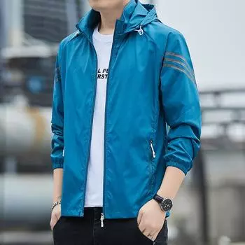 Летняя мужская солнцезащитная одежда Мужская UPF50+ Anti-UV Защита от солнца Ice Silk Солнцезащитная одежда Мужское тонкое пальто Быстросохнущее M белый