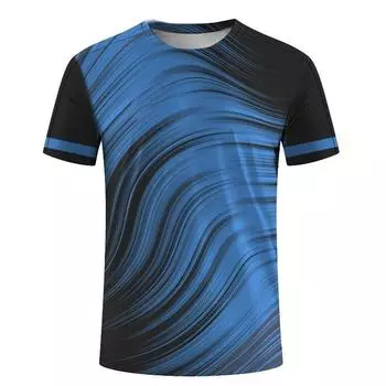Летняя мужская спортивная футболка, повседневная дышащая облегающая футболка с 3D-принтом и круглым вырезом, мужской топ S