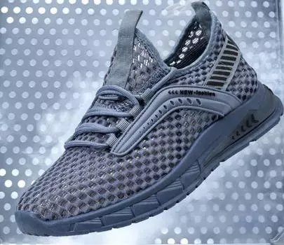 Летняя мужская спортивная обувь премиум-класса в сетку с дышащей повседневной обувью с низким верхом легкая и удобная 47 чёрный