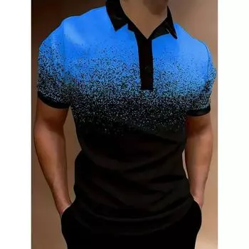 Летняя мужская спортивная рубашка-поло с градиентным принтом, быстросохнущая, с принтом в технике тай-дай, для мужчин S розовый