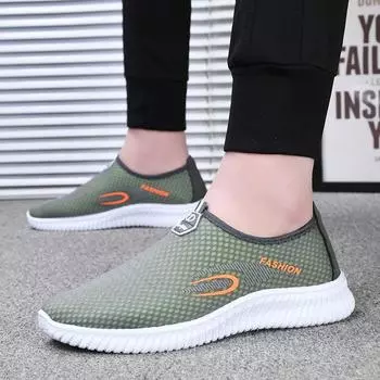 Летняя мужская удобная и дышащая повседневная обувь на мягкой подошве с сеткой 44 чёрный