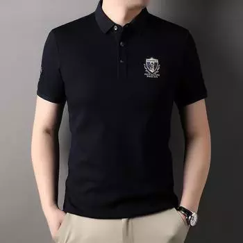 Летняя мужская уличная футболка, молодежная новая городская рубашка поло, однотонная, с коротким рукавом, с лацканами, модная M