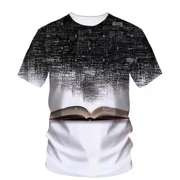 Летняя мужская вдохновляющая креативная модная футболка с узором Hd 3D-печатью, воротником O, короткими рукавами, свободный уличный топ больших размеров S