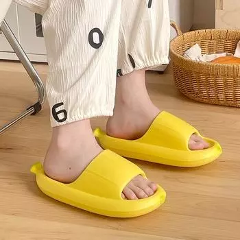 Летняя мужская верхняя одежда сандалии на толстой подошве износостойкие бытовые повседневные нескользящие тапочки пара уличный модный тренд одно слово перетаскивание 35/36 жёлтый