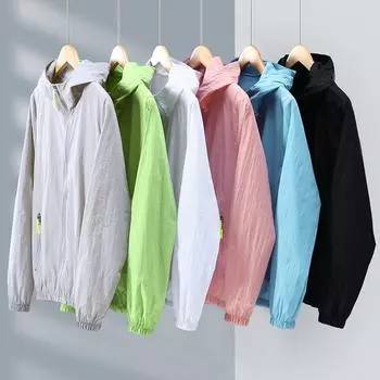 Летняя мужская ветровка большого размера, солнцезащитная одежда, ультратонкая уличная одежда в корейском стиле, мужские куртки с капюшоном на молнии M серый