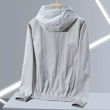 Летняя мужская ветровка большого размера, солнцезащитная одежда, ультратонкая уличная одежда в корейском стиле, мужские куртки с капюшоном на молнии XL серый