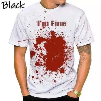 Летняя мужская забавная футболка на Хэллоуин с надписью «I m Good Hip Hop Horror Bloody 3D Printed», модная футболка с круглым вырезом и принтом, свободная, с коротким рукавом S