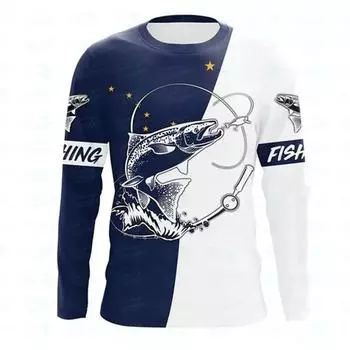 Летняя мужская/женская футболка с круглым вырезом и принтом для рыбалки, повседневный пуловер большого размера с длинными рукавами, модные топы, трендовая мужская одежда S