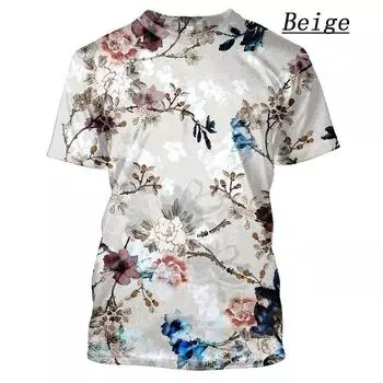 Летняя мужская/женская гавайская футболка повседневная 3D-печать красочный цветок рубашка с короткими рукавами XXS-6XL XXS