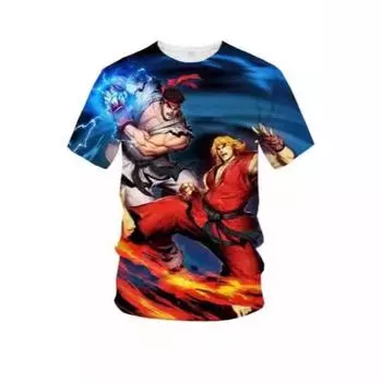 Летняя мужская женская модная футболка Street King Slim Fit с 3D-принтом, повседневная рубашка S