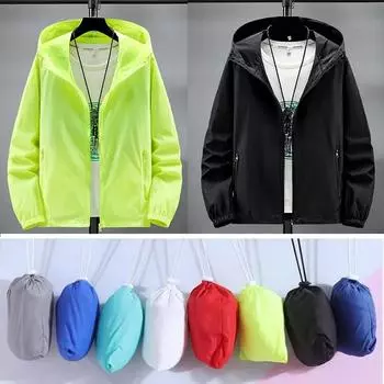 Летняя мужская женская подростковая быстросохнущая анти-УФ тонкая сверхлегкая куртка для бега кемпинга походов куртка с защитой от солнца ветровка S белый