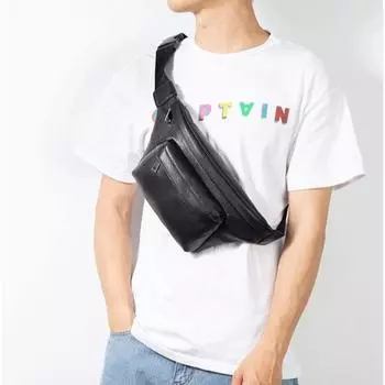 Летняя нагрудная сумка мужская повседневная сумка из натуральной кожи модная простая поясная сумка чёрный