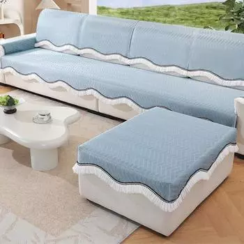 Летняя наволочка на подушку дивана из ледяного шелка, подушка с охлаждающим эффектом, летняя накладка на сиденье, нескользящий чехол (A)Pillowcase синий