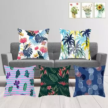 Летняя наволочка с тропическим цветочным рисунком, домашний декор, офисный диван, наволочка, наволочка с зеленым растением 40x40cm