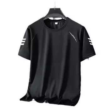 Летняя негабаритная футболка из ледяного шелка для повседневного спорта. Мужская футболка с короткими рукавами, высокая эластичность, ощущение льда, воздухопроницаемость и быстросохнущая футболка. XXXL