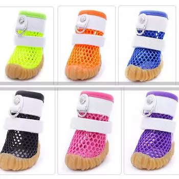 Летняя непромокаемая обувь для собак, дышащая сетка для маленьких собак, кошек, противоскользящие сапоги для чихуахуа-йоркского шпица, сандалии, обувь для щенков 4 оранжевый