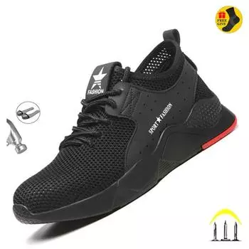 Летняя неразрушимая обувь для мужчин и женщин, рабочая защитная обувь со стальным носком, устойчивые к проколам ботинки, легкие дышащие кроссовки 35