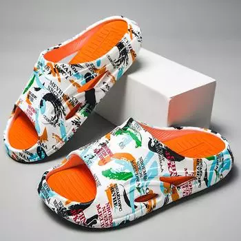 Летняя нескользящая и износостойкая спортивная пляжная обувь на открытом воздухе, сандалии, тапочки, домашние сандалии для отдыха для пар 37/38 оранжевый/белый